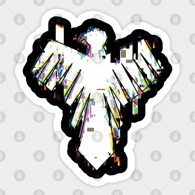 MMAM6 Black and White Glitch Adler Mark / Symbol / Logo Vector Art from Mashle Magic and Muscles Anime Characters Mash Lance Finn Lemon Dot Eagel Bird Graphics Cloak Cosplay x Animangapoi August 2023 Sticker by Animangapoi